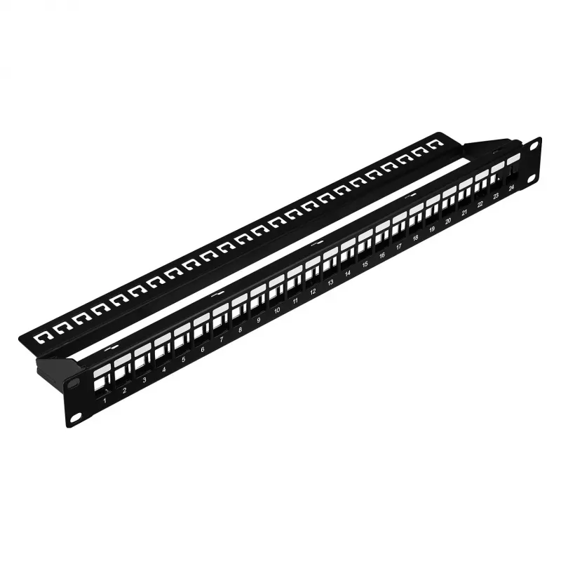 EFB jakelukenttä 19 inch 1U 24-porttinen suojattu Cat.6A musta RAL9005