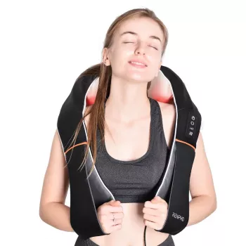 RENPHO U-Neck 1 Shiatsu-niska- ja hartiahierontalaite lämmöllä, 8 kaksisuuntaista pyörivää hierontapäätä, 3 nopeustasoa, musta