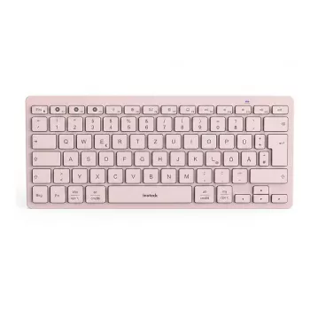 Inateck Bluetooth-näppäimistö QWERTZ pinkki - ohut, kannettava näppäimistö Windowsille, macOS:lle, iOS:lle, Androidille