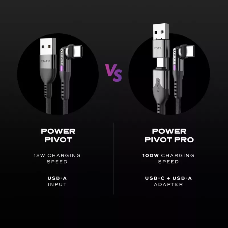STATIK PowerPivot Pro nylonpunottu USB-C - USB-C -kaapeli 3m musta