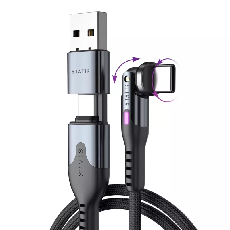 STATIK PowerPivot Pro nylonpunottu USB-C - USB-C -kaapeli 3m musta