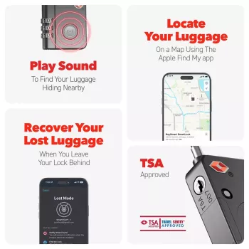 KEYSMART SmartLock TSA-hyväksytty Find My -lukko musta
