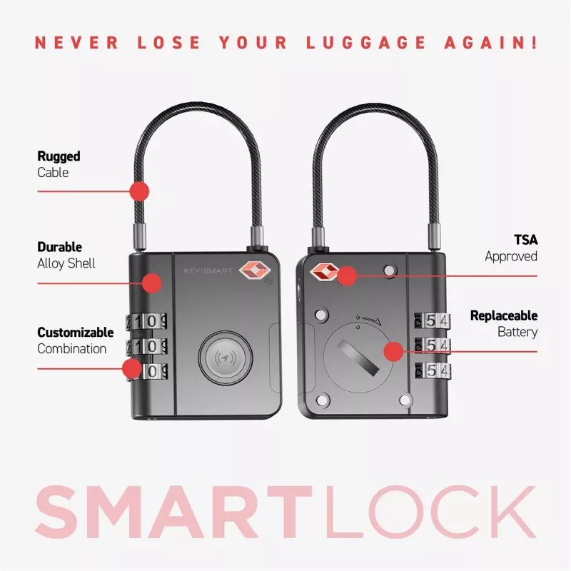 KEYSMART SmartLock TSA-hyväksytty Find My -lukko musta
