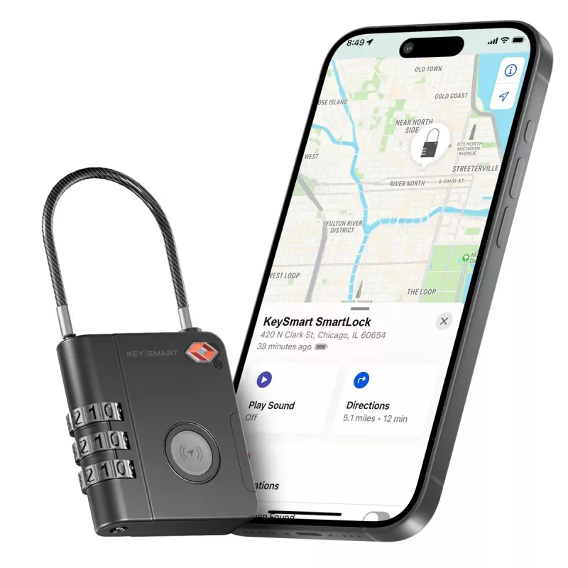 KEYSMART SmartLock TSA-hyväksytty Find My -lukko musta