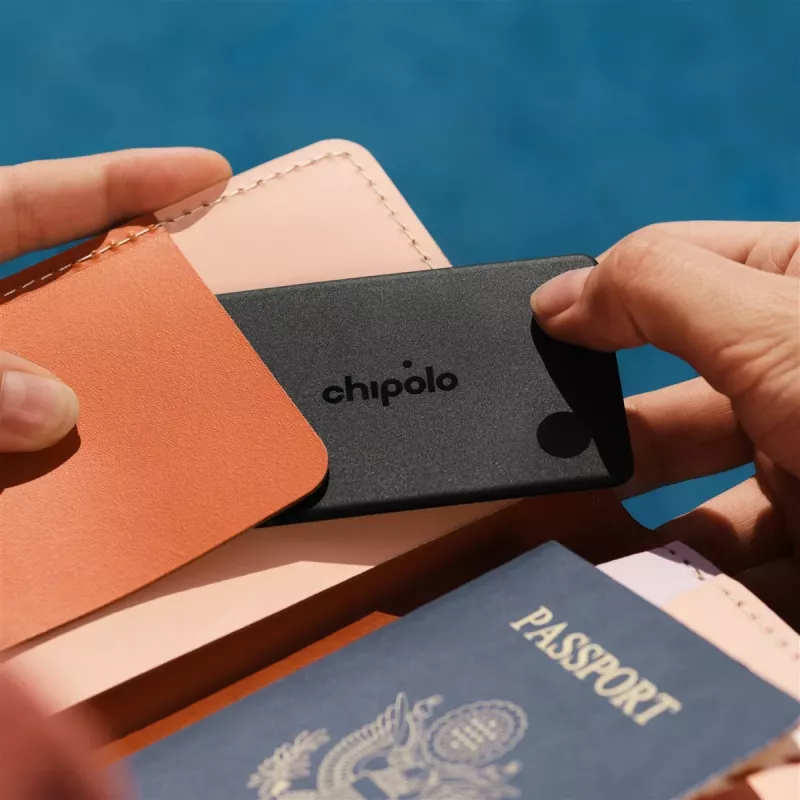 Chipolo CARD & LOOP ladattava Bluetooth-paikanninpaketti iOS- ja Android-laitteille, Charcoal