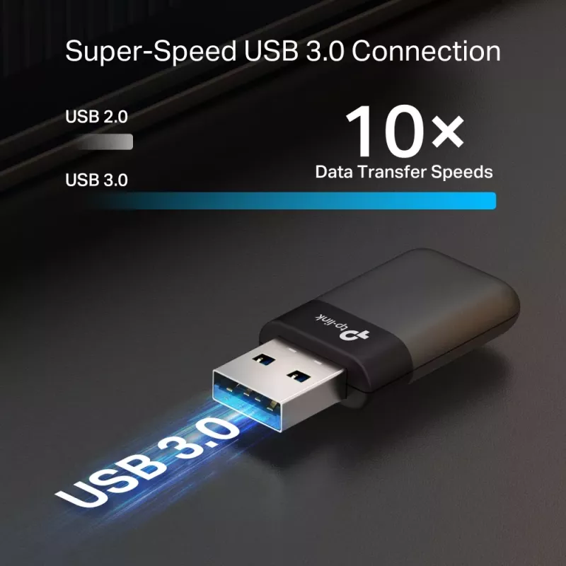 TP-LINK Archer TX23U AX1800 Mini Wi-Fi 6 -langaton USB-sovitin, dual-band, USB 3.0, MU-MIMO, OFDMA, WPA3, musta