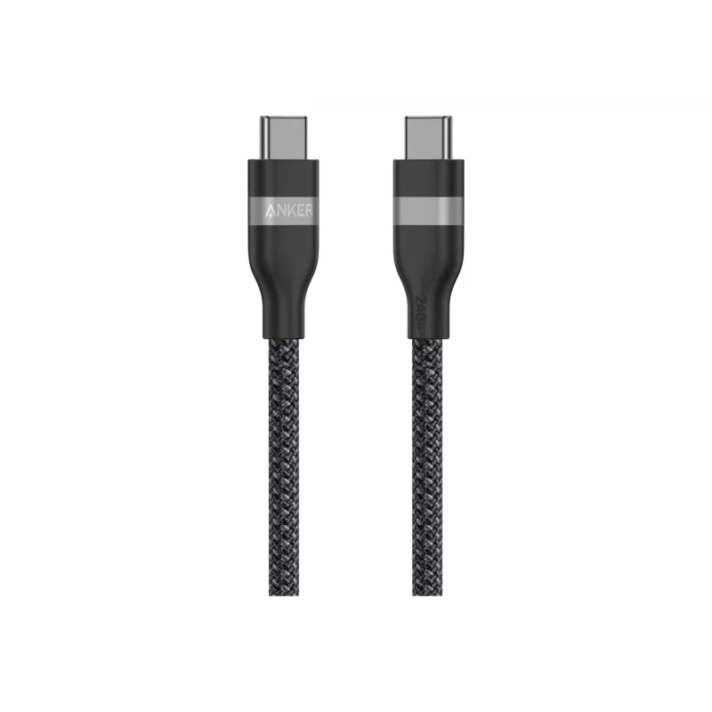 Anker USB-C - USB-C 240W Upcycled-Braided pikalatauskaapeli A82E2 (1,8 m, musta)