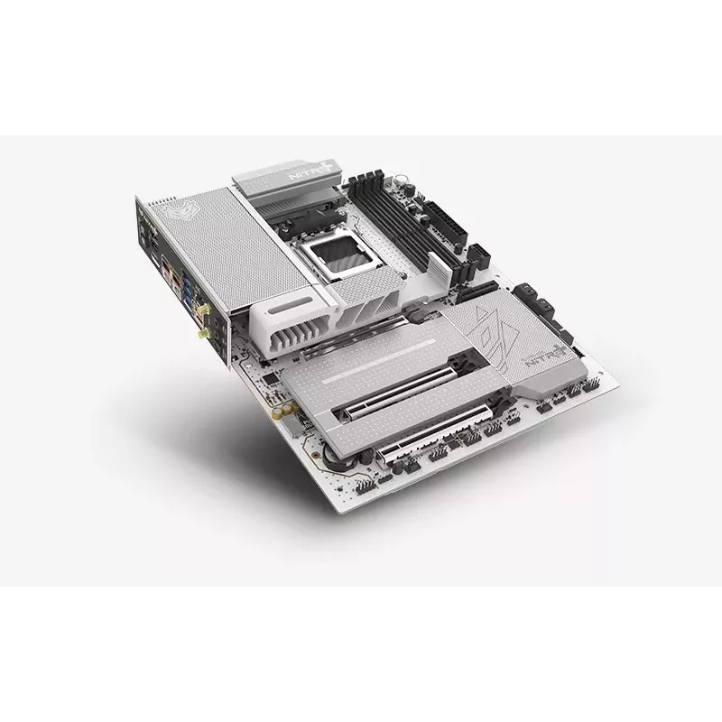 SAPPHIRE NITRO+ X870EA PHANTOMLINK P.E emolevy, AMD X870E, Socket AM5, DDR5, Wi-Fi 7, valkoinen/musta