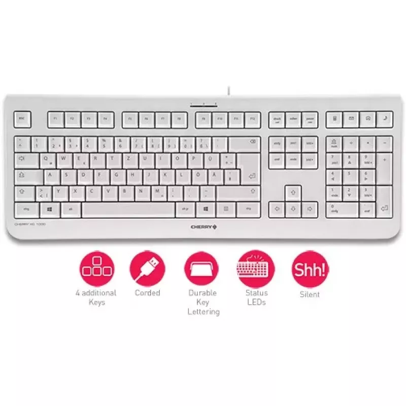 Cherry KC 1000 näppäimistö - Pan Nordic - vaaleanharmaa