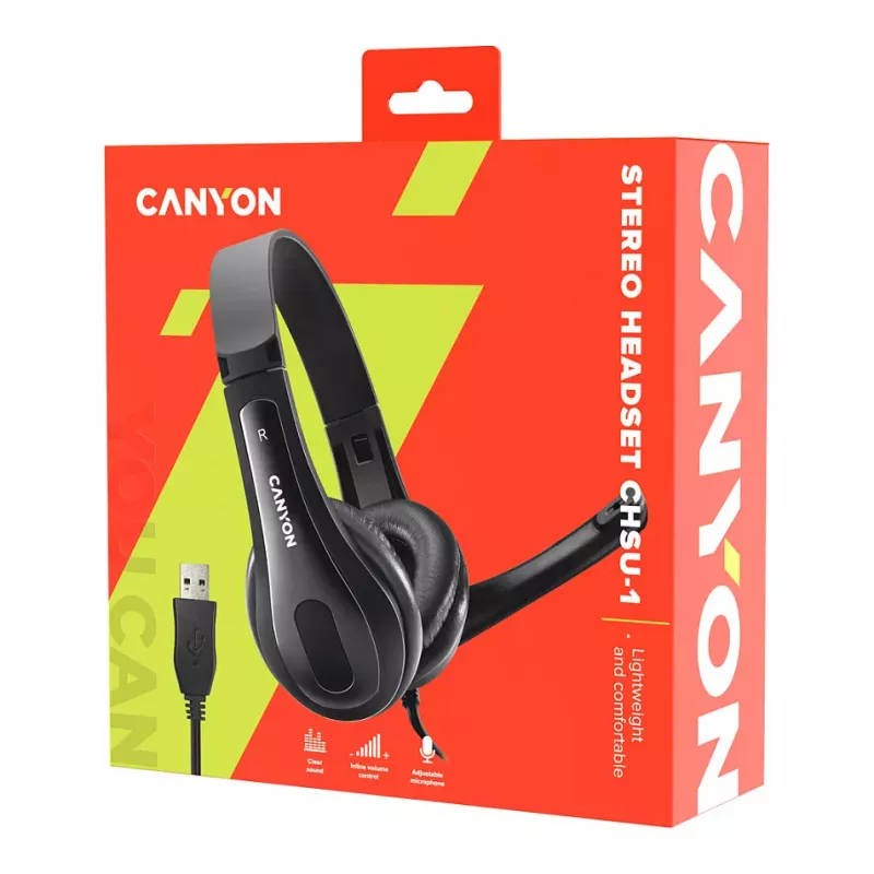 CANYON PC-kuulokemikrofoni CHSU-1 PC Mic USB 2m musta