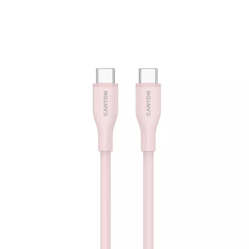 CANYON USB-C - USB-C -kaapeli 60W 1m silikoni Pink Sand