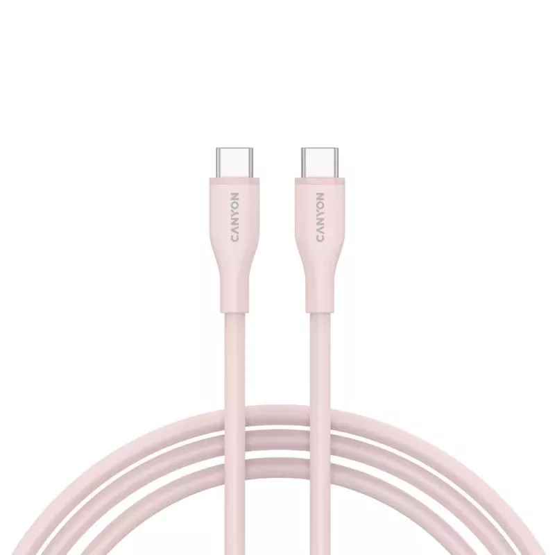 CANYON USB-C - USB-C -kaapeli 60W 1m silikoni Pink Sand