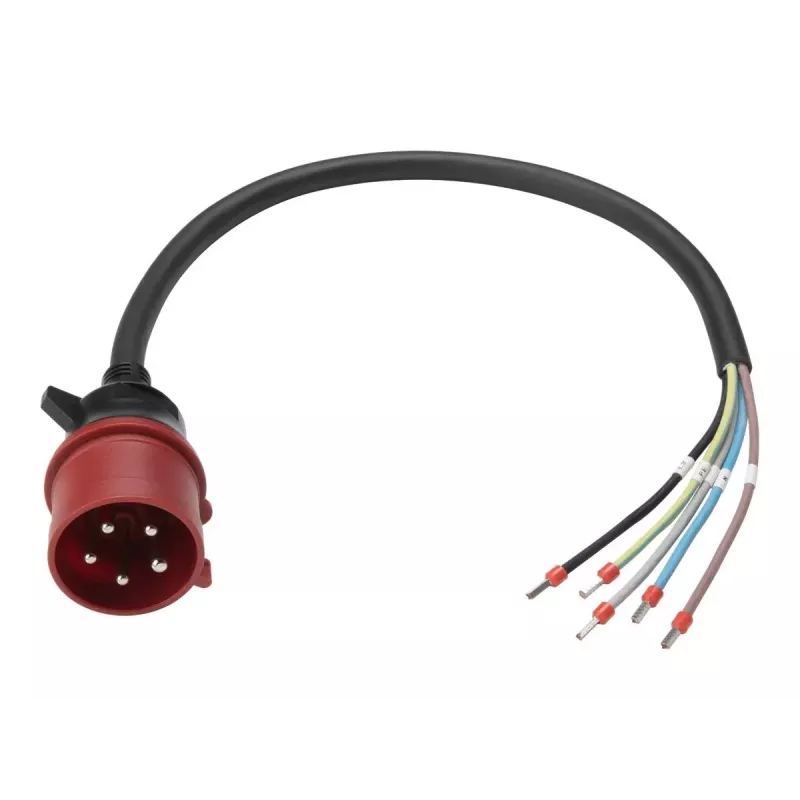 Anker SOLIX virtajohto, IEC 60309 3P+N+E avopäähän, 32 A, 60 cm, punainen