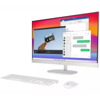 HP All-in-One 24-cr2002na pöytätietokone, Intel Core Ultra 5 225U, 8 GB DDR5 RAM, 256 GB SSD, 23,8 tuuman Full HD IPS-näyttö, Windows 11 Home, langaton näppäimistö ja hiiri (kunnostettu)