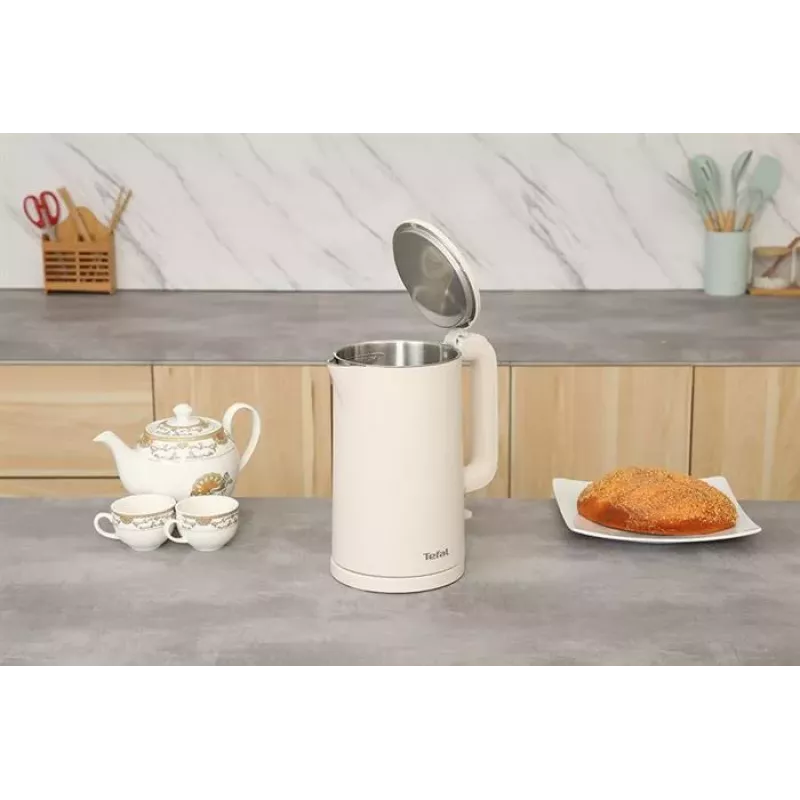 Tefal Thermo Protect KO140AE0 sähkökeitin, 1,5 L, 1500 W, valkoinen