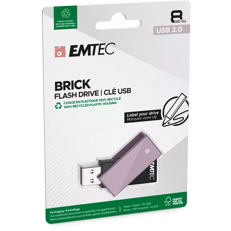Emtec USB 2.0 C350 8GB Brick violetti USB-muistitikku