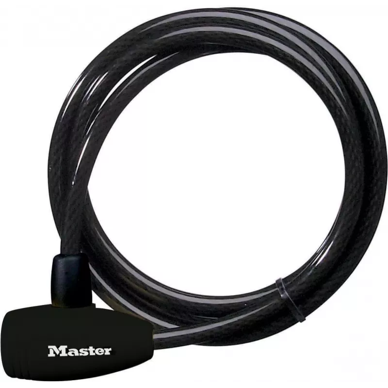 Master Lock 8154EURD vaijerilukko avaimella, 1,8 m x 10 mm, musta