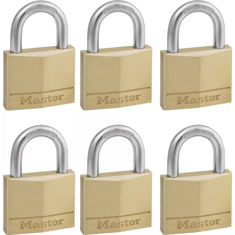 Master Lock 140EURSIX 6 kpl:n pakkaus samalla avaimella avattavia riippulukkoja 22mm messinkirunko
