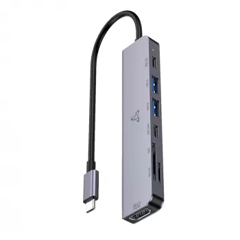 SBOX H-999 7-in-1 USB-C-keskitin Space Gray