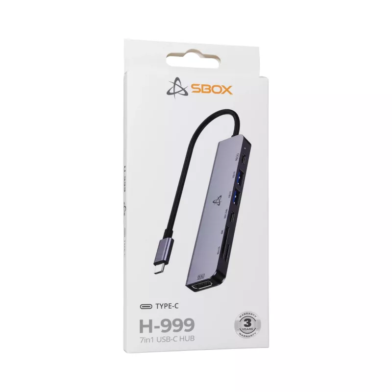 SBOX H-999 7-in-1 USB-C-keskitin Space Gray