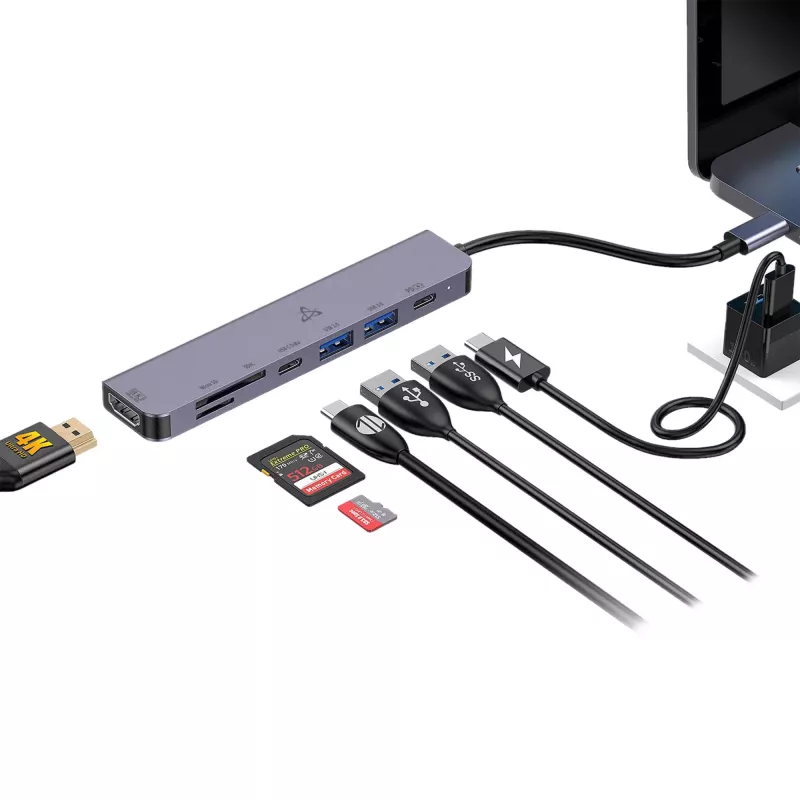 SBOX H-999 7-in-1 USB-C-keskitin Space Gray
