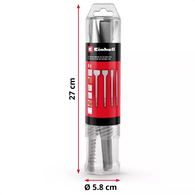 EINHELL-KWB SDS-plus talttasarja 250 mm, 4-osainen