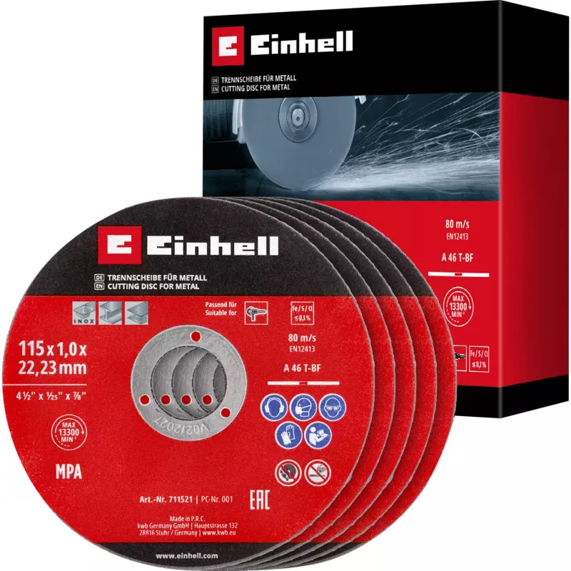 EINHELL-KWB katkaisulaikka ohut, Ø 115 x 1,0 mm, 5 kpl (kulmahiomakoneelle)
