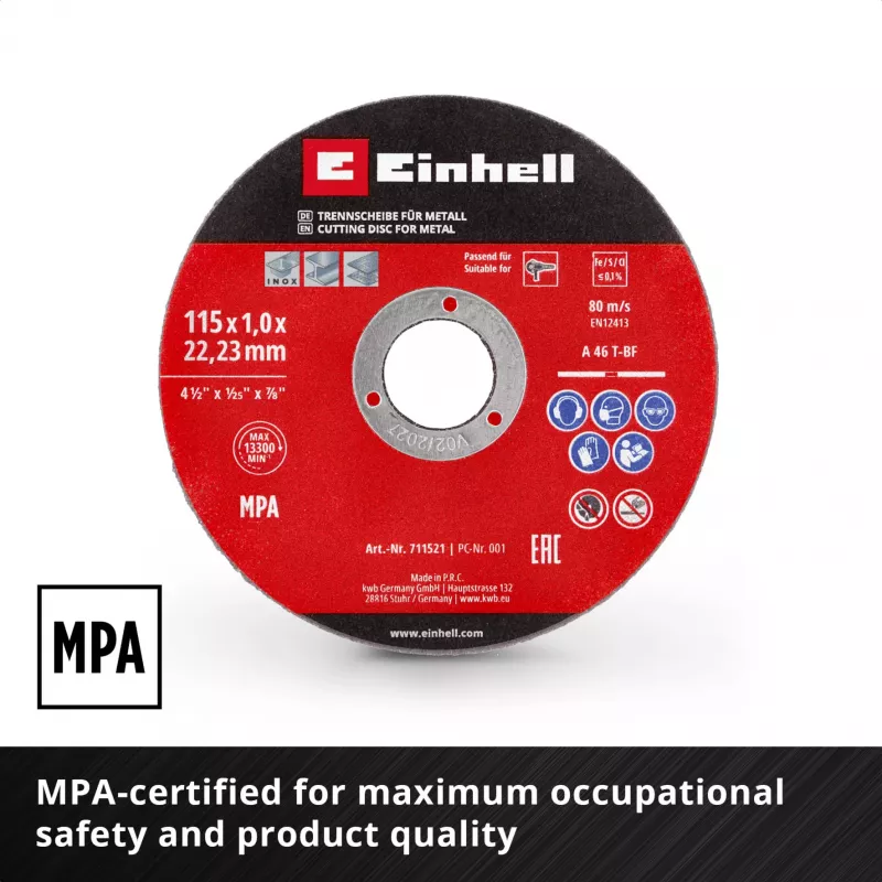 EINHELL-KWB katkaisulaikka ohut, Ø 115 x 1,0 mm, 5 kpl (kulmahiomakoneelle)