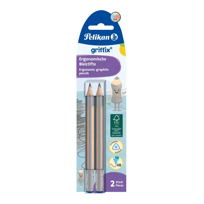 Pelikan Griffix grafiittikynä HB, kolmikulmainen, beige/harmaa, 3,5 mm, 2 kpl