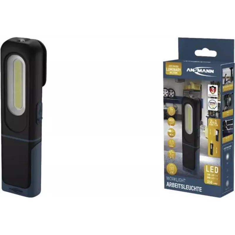 ANSMANN WL350R LED-akkumyrskyvalo musta, 1800 lux, 350 lumenia, 1 kpl (1600-0706)