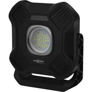 ANSMANN WL2000R ladattava LED-työvalaisin, musta, 20W, 2000lm, magneetilla, ripustuskoukulla, jalustalla - 1 kpl (1600-0755)