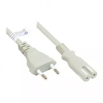 GoodConnections euro-verkkokaapeli euro-pistoke Type-C (suora) C7/euro 8 -liittimeen (suora), harmaa, 0,75 mm², 5 m, Good Connections® (P0370-GR050)
