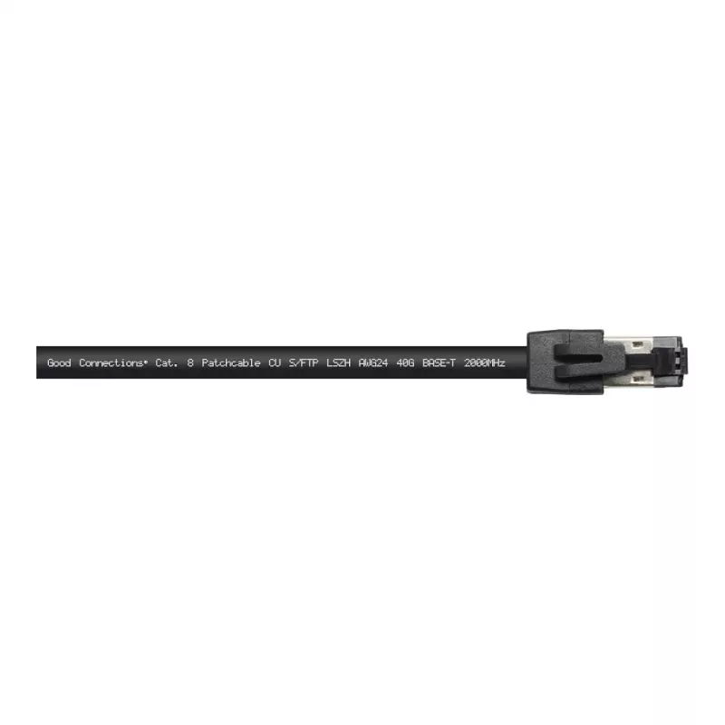 GoodConnections RNS® Cat.8.1 S/FTP -verkkokaapeli, 0,5 m, musta, LSZH, 40 Gbit/s, 2000 MHz