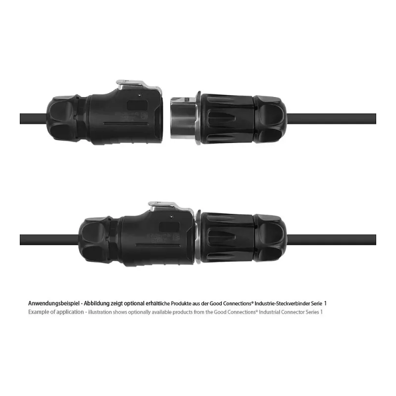 GoodConnections IC01-20P301 teollisuusliitin S1 Power, 3-napainen pistoke, M20, napsahduslukitus, juotosliitäntä, IP65/66