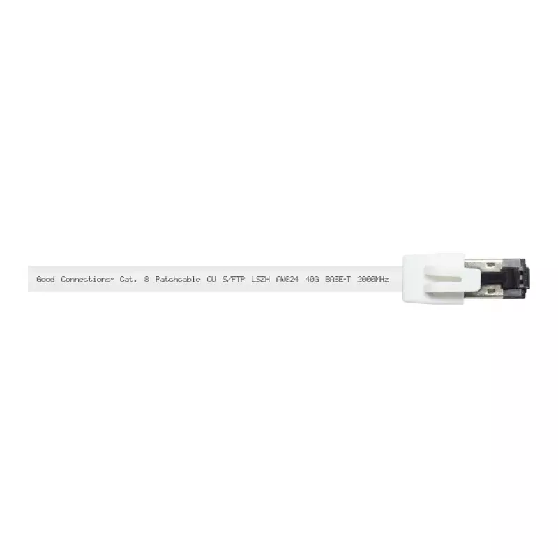GoodConnections RNS® Cat.8.1 S/FTP -verkkokaapeli, PiMF, LSZH, 2000MHz, 40Gbit/s, valkoinen, 0,5 m