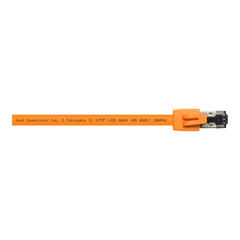 GoodConnections RNS® Cat.8.1 S/FTP -verkkokaapeli, PiMF, LSZH, 2000MHz, 40Gbit/s, oranssi, 0,5 m