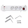 Equip jatkojohto CEE 7/7 90° 3x Schuko / 2x USB-C + USB-A, valkoinen, 1,5m