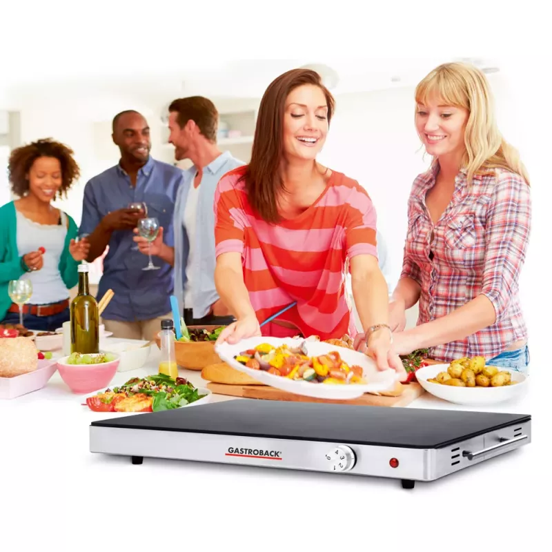 Gastroback 42491 Design-lämpölevy – 200 W, ruostumaton teräs ja lasi, 120 °C