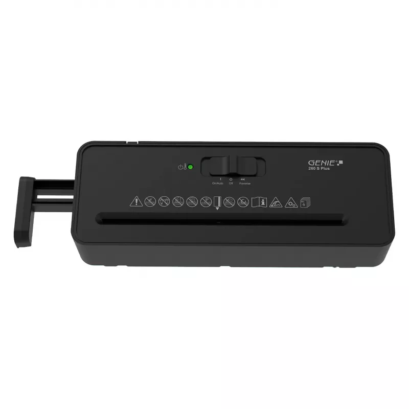 GENIE 260 S Plus -päällesi asetettava silppuri, suikalesilppaus, 6 arkkia, musta
