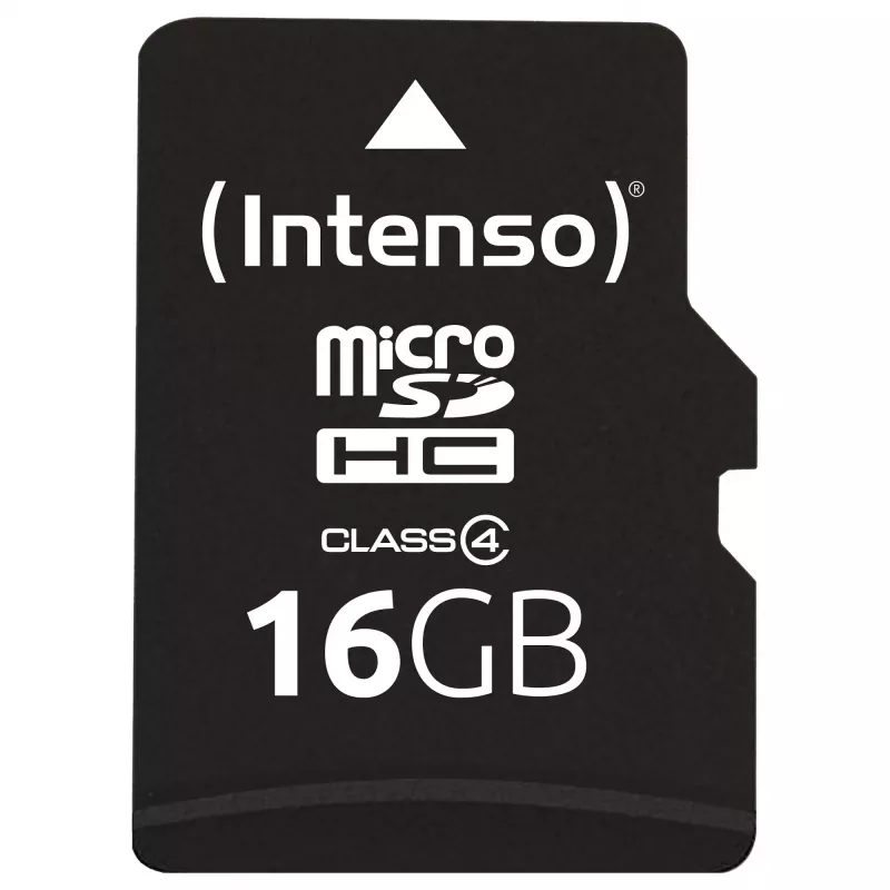 Intenso 16GB MicroSDHC Class 4 -muistikortti SD-sovittimella, jopa 21 MB/s lukunopeus, musta