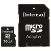 Intenso 16GB MicroSDHC Class 4 -muistikortti SD-sovittimella, jopa 21 MB/s lukunopeus, musta