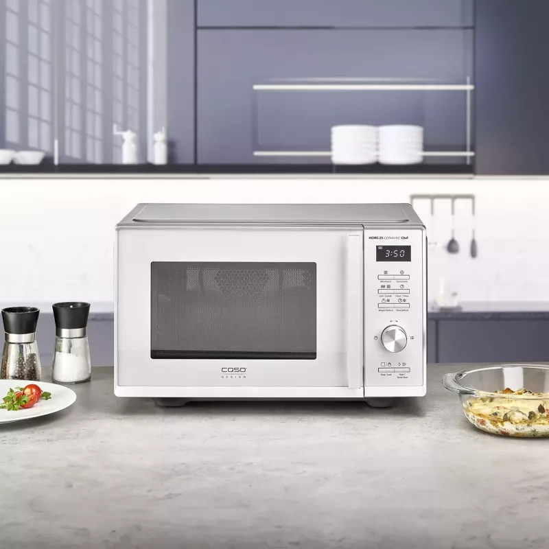 CASO Chef HCMG 25 -mikroaaltouuni - 900W, kiertoilma & grilli, 25L, ruostumaton teräs