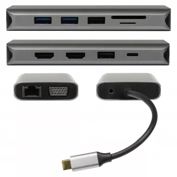 PLUSONIC USB-C-telakointisovitin 8in1 - Space Gray