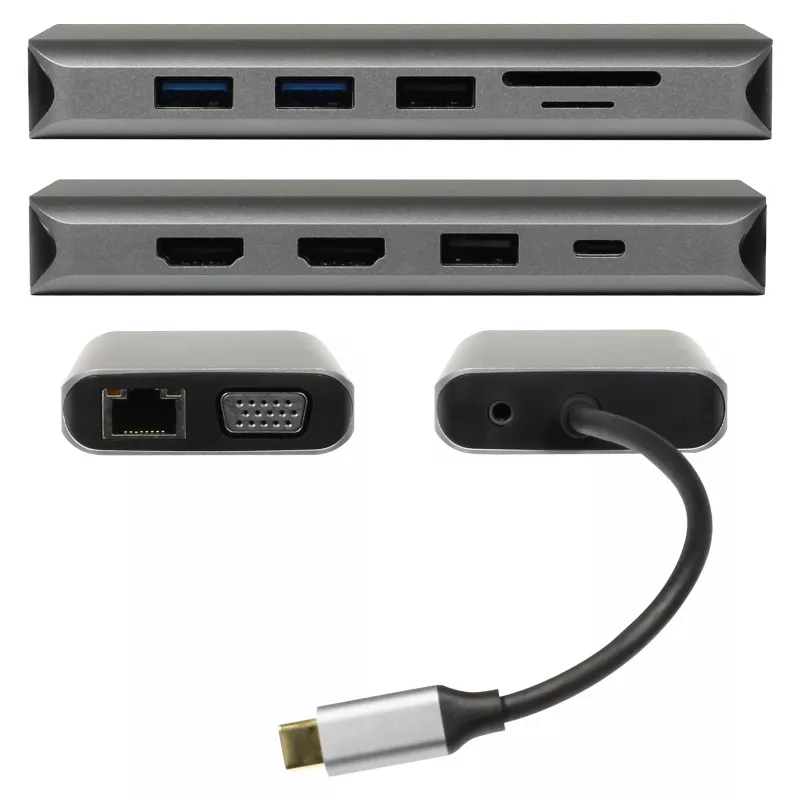PLUSONIC USB-C-telakointisovitin 8in1 - Space Gray