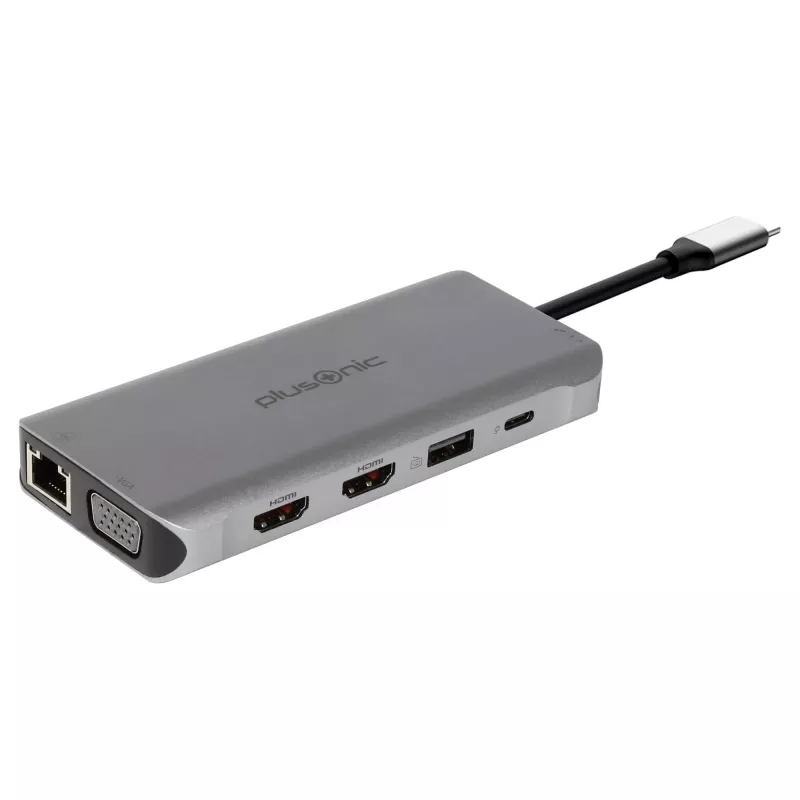 PLUSONIC USB-C-telakointisovitin 8in1 - Space Gray