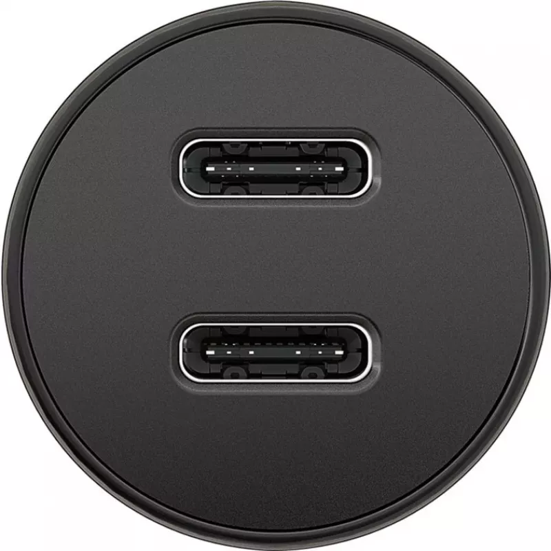 GOOBAY Dual-USB-C PD -autolaturi (Power Delivery), musta - 30W (12/24V) sopii USB-C-laitteille