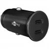 GOOBAY Dual-USB-C PD -autolaturi (Power Delivery), musta - 30W (12/24V) sopii USB-C-laitteille
