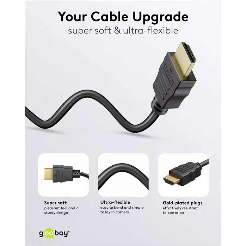 Goobay 80103 Soft HDMI High-Speed -kaapeli Ethernetillä 2 m musta