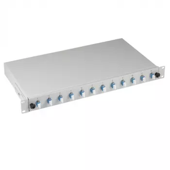 EFB Elektronik B71921L12 LC-hitsausrasia OS2 singlemode 12 pigtailia / 6 liitintä, sininen/harmaa, metalli, 483 mm