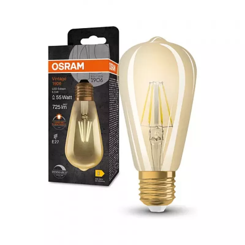 OSRAM LED-lamppu 6,5W 725lm 2400K E27 himmennettävä filamentti kulta